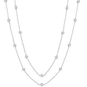 CRISLU 36" Station Necklace Finished in Platinum CZ